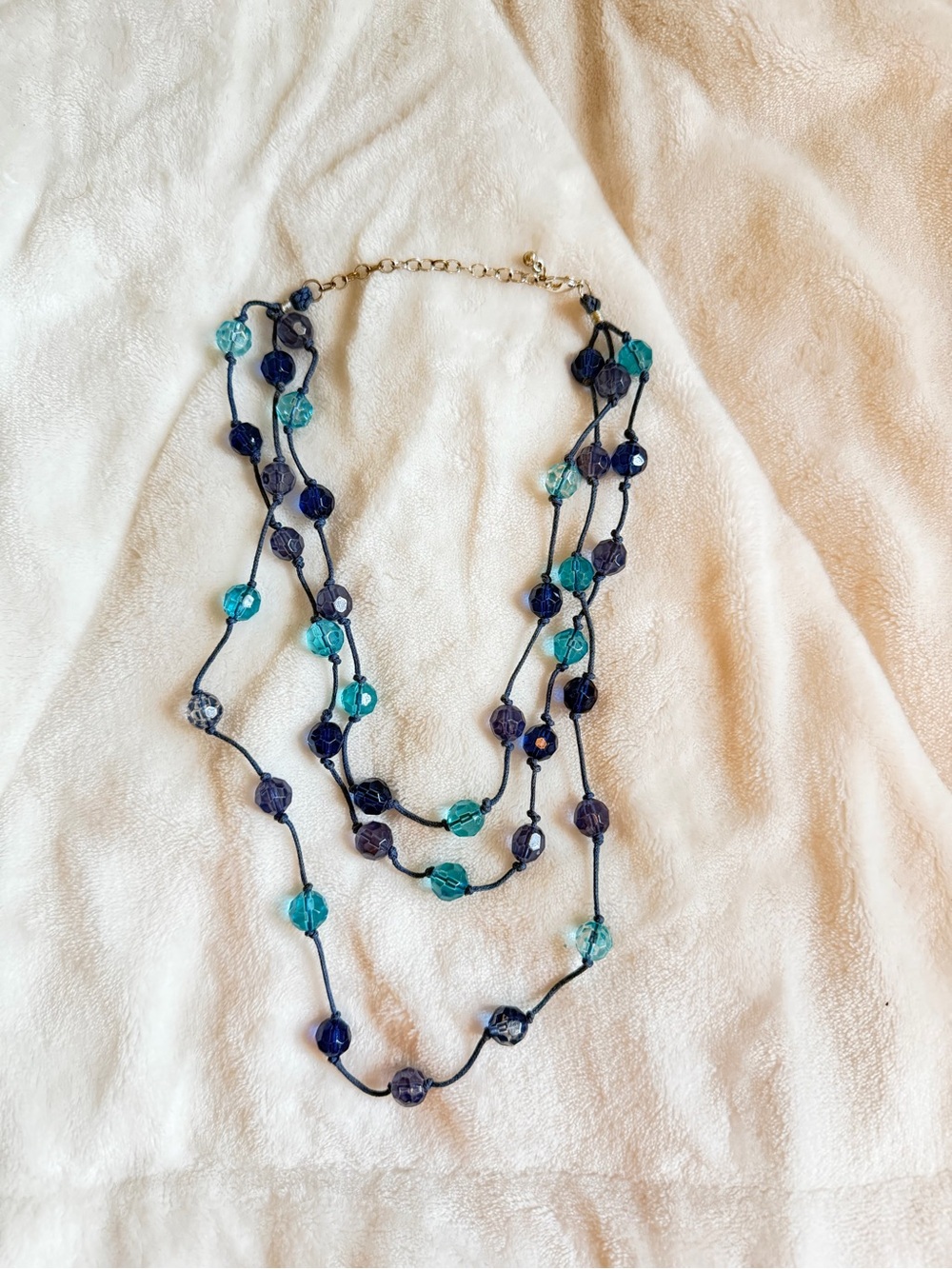 Multi-Strand Teal & Navy Beaded Necklace - Women Jewelry